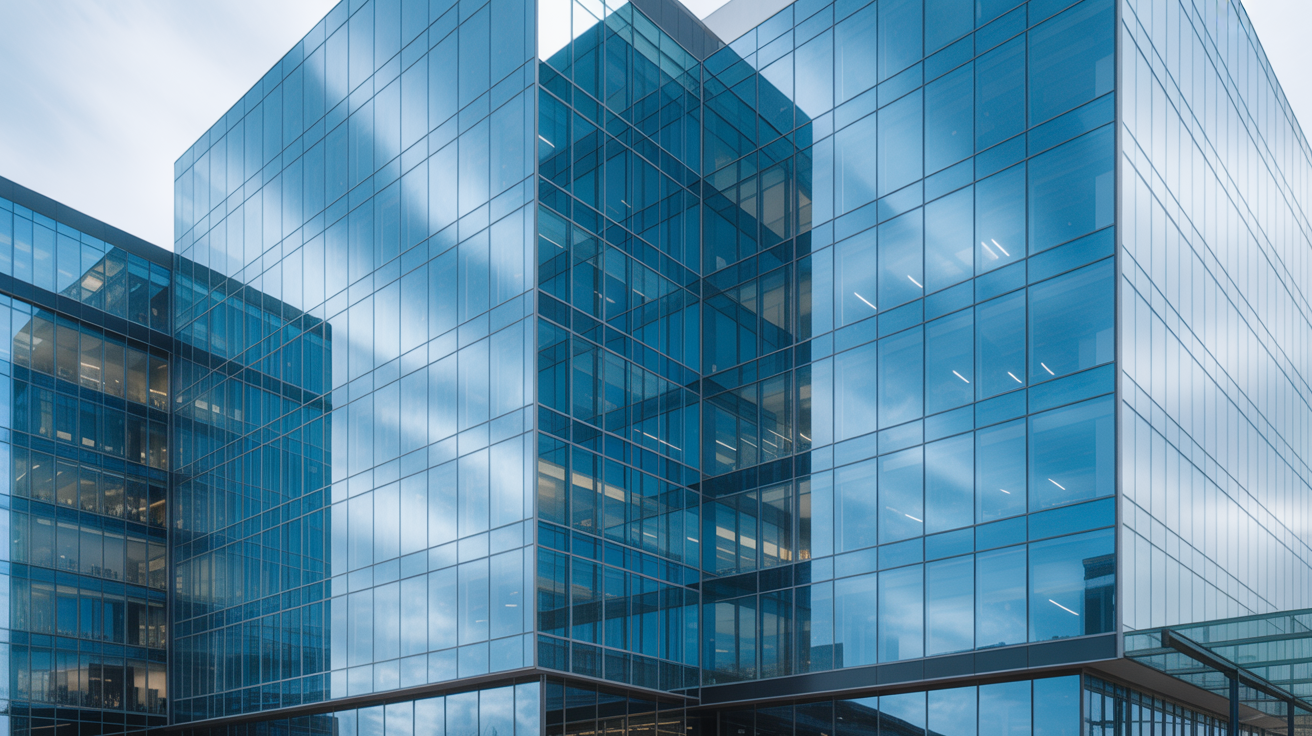 Moderne Glasfassade mit Folientechnik